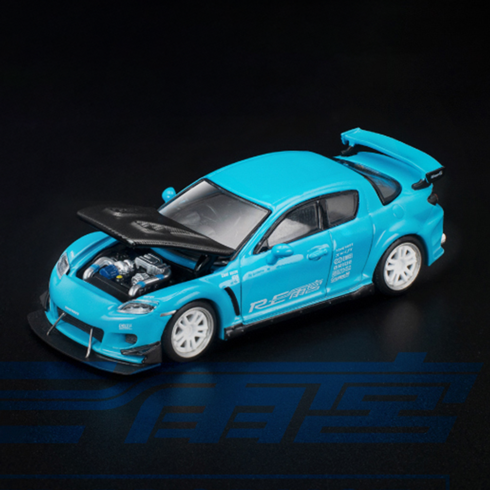 Pop Race 1/64 Mazda RX-8 Re-Amemiya Blue TAS Japan Exclusive PR640471 Diecast Scale Model