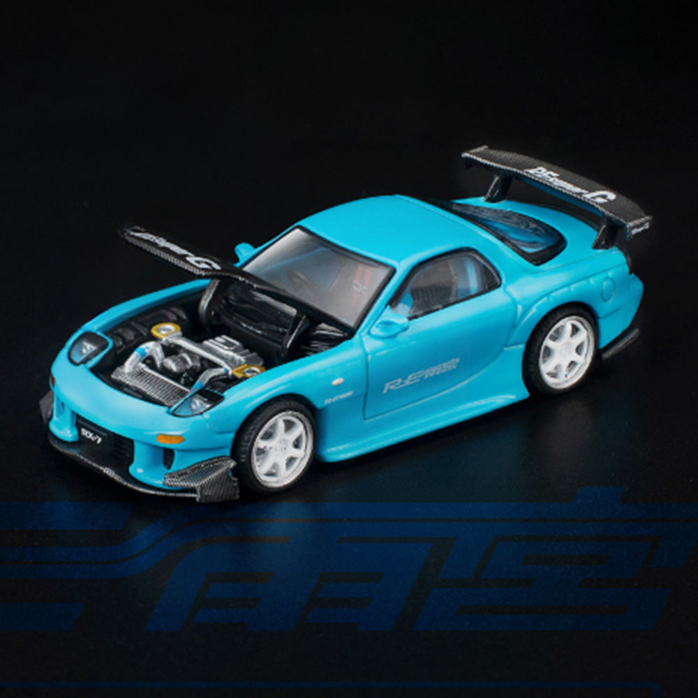 Pop Race 1/64 Mazda RX-7 FD3S Re-Amemiya Blue TAS Japan Exclusive PR640472 Diecast Scale Model