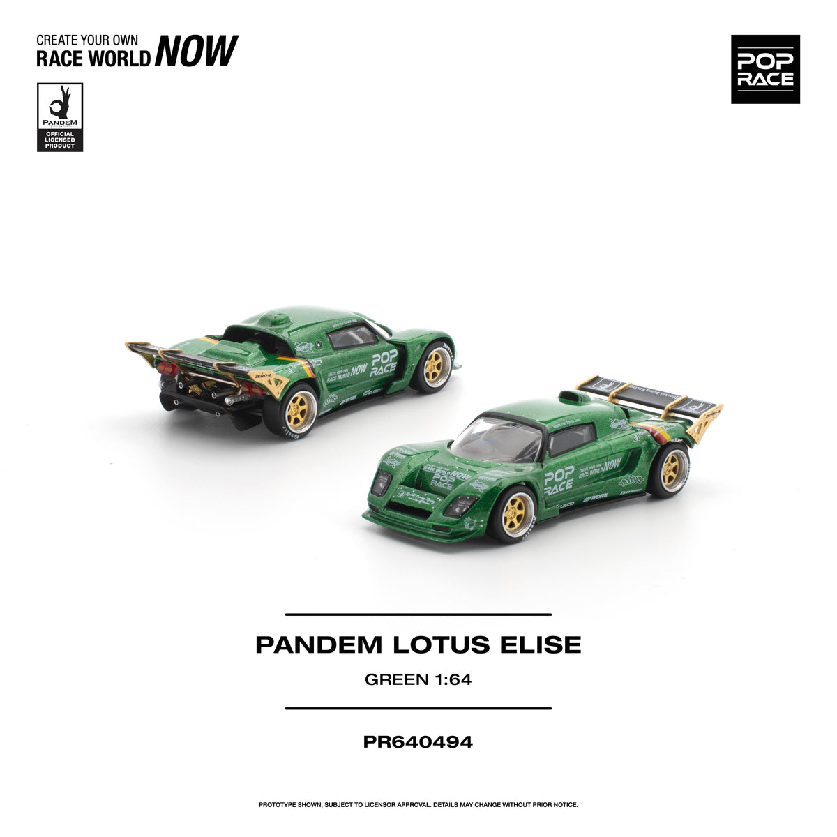 [PRE ORDER] Pop Race 1/64 Pandem Lotus Elise Green PR640494 Diecast Scale Model