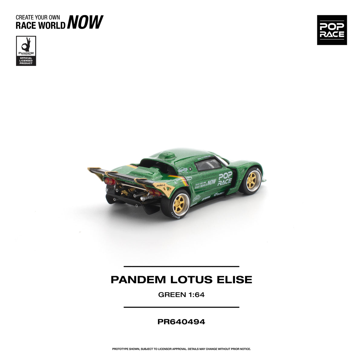 [PRE ORDER] Pop Race 1/64 Pandem Lotus Elise Green PR640494 Diecast Scale Model