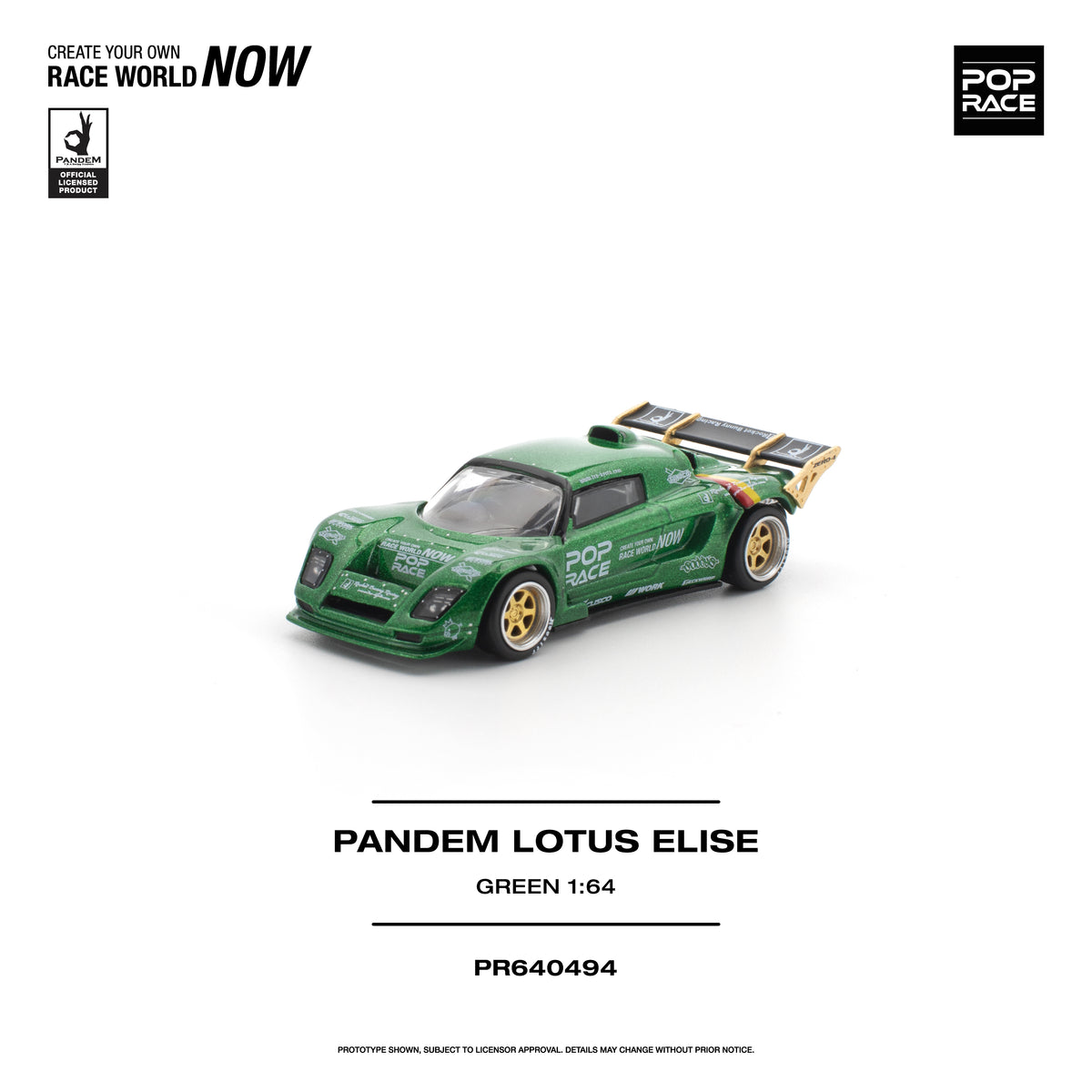 [PRE ORDER] Pop Race 1/64 Pandem Lotus Elise Green PR640494 Diecast Scale Model