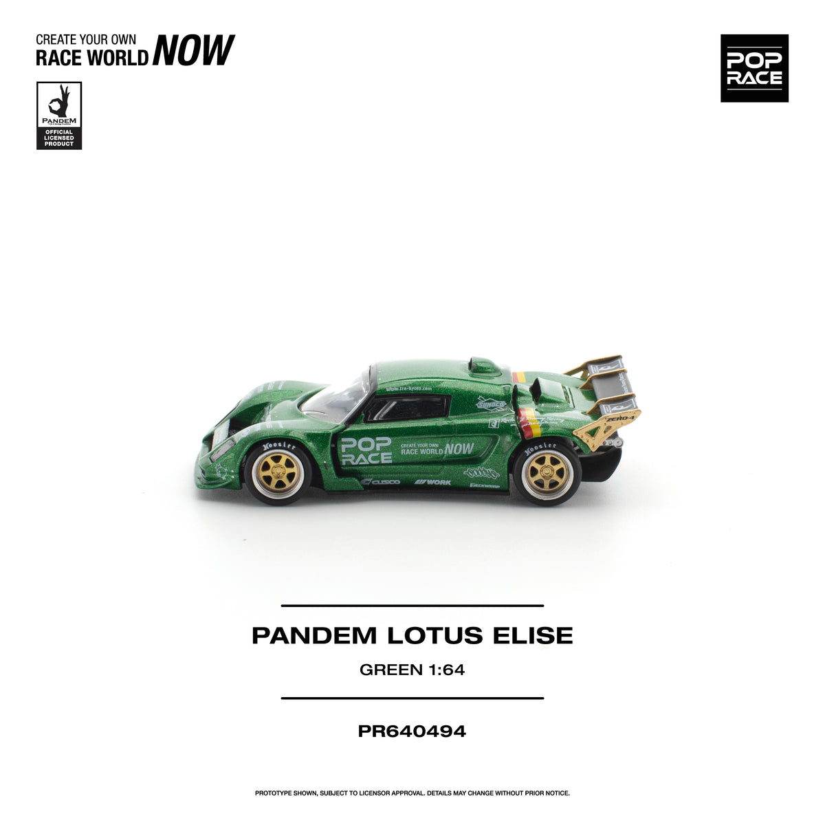 [PRE ORDER] Pop Race 1/64 Pandem Lotus Elise Green PR640494 Diecast Scale Model