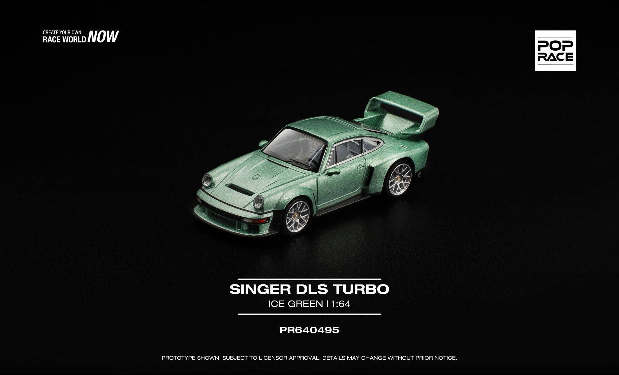 [PRE ORDER] Pop Race 1/64 Singer DLS Turbo Ice Green PR640495 Diecast Scale Model