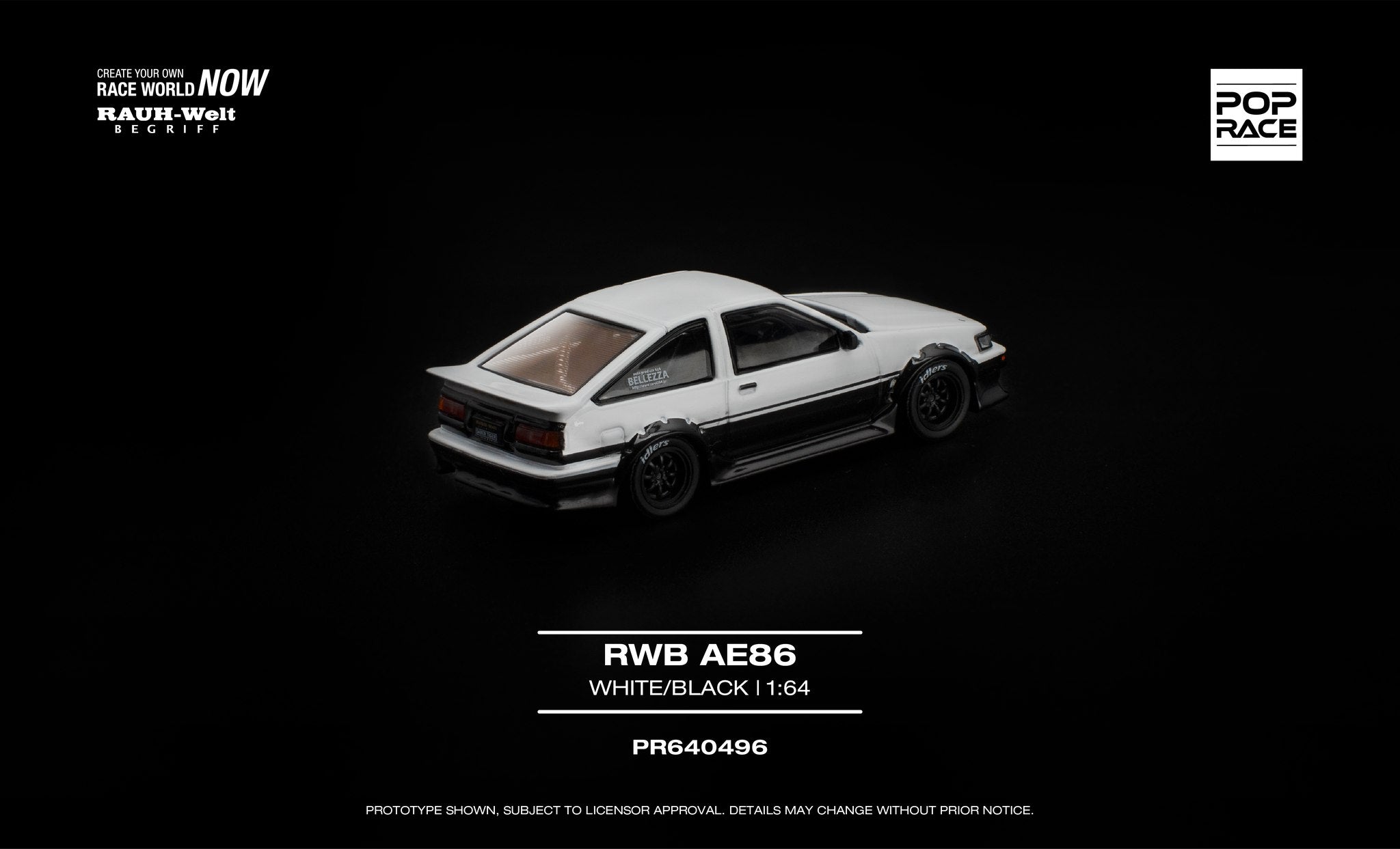 [PRE ORDER] Pop Race 1/64 RWB AE86 White/Black PR640496 Diecast Scale Model