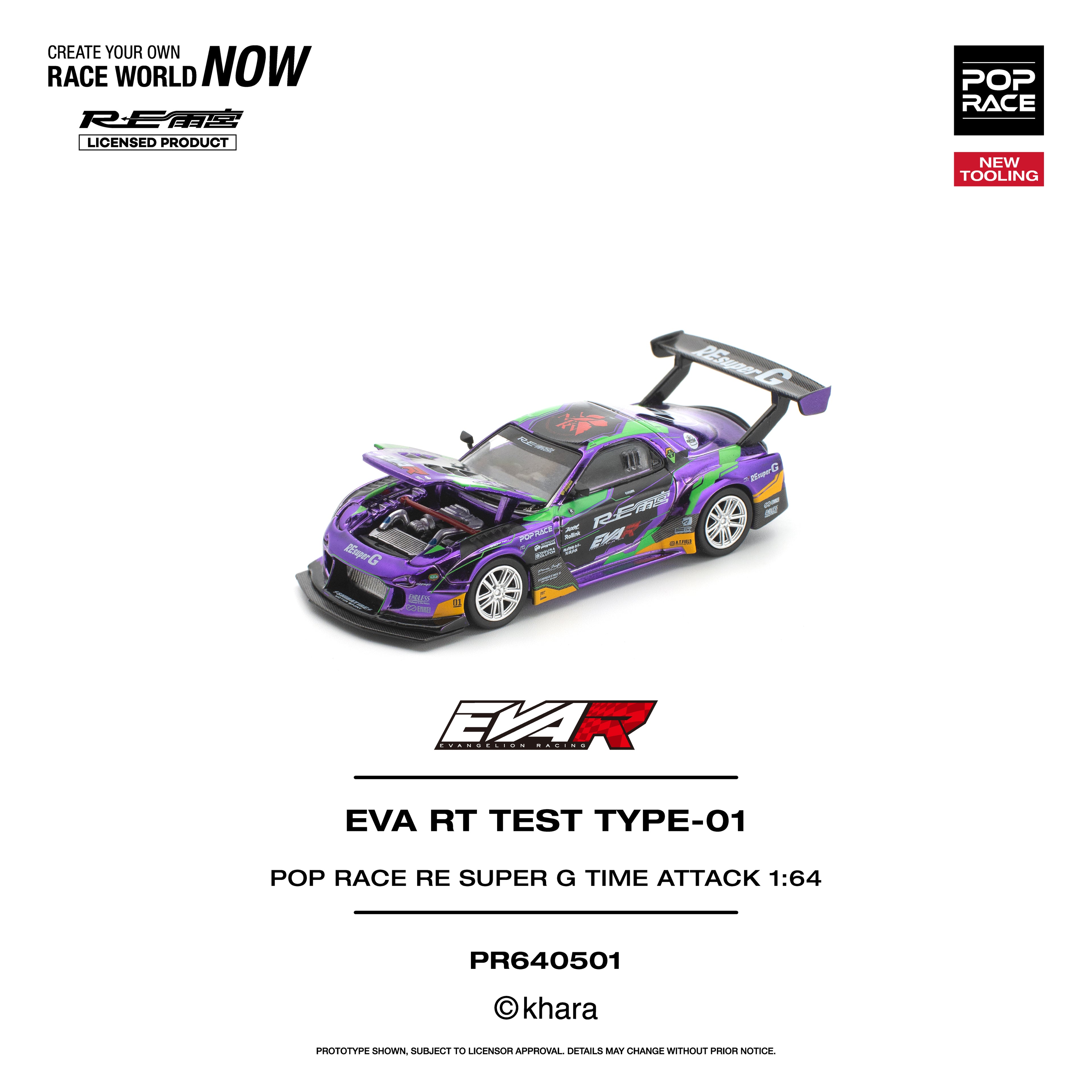 [PRE ORDER] Pop Race 1/64 EVA RT TEST TYPE-01 Pop Race RE Super G Time Attack PR640501 Diecast Scale Model