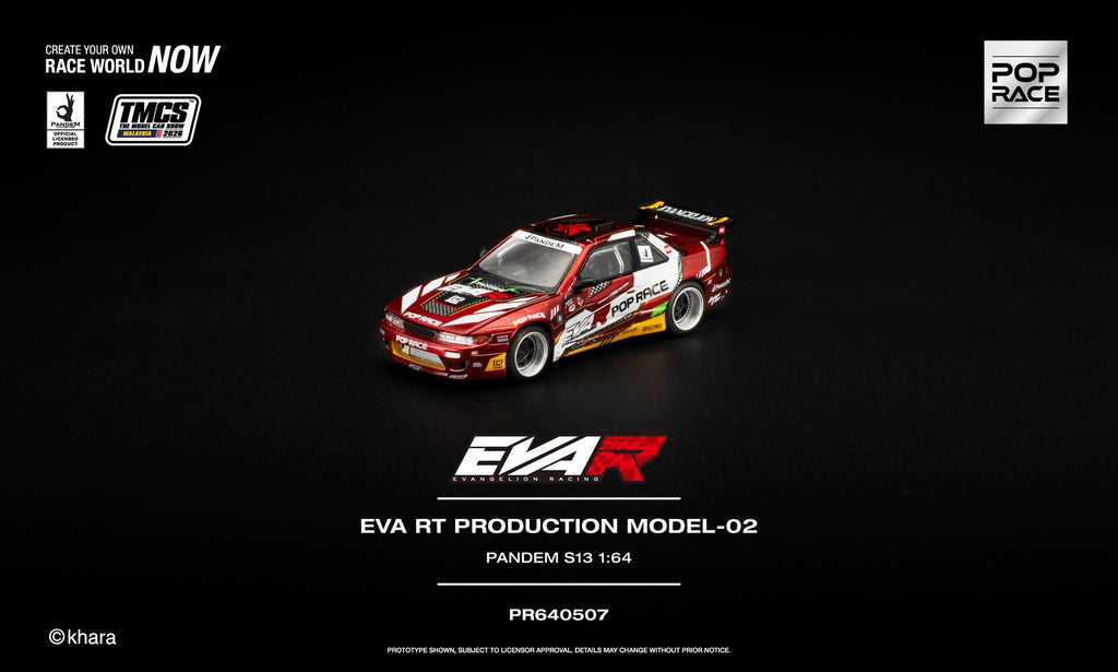 Pop Race 1/64 Eva RT Production Model-02 Red PANDEM S13  PR640507 Diecast Scale Model Car