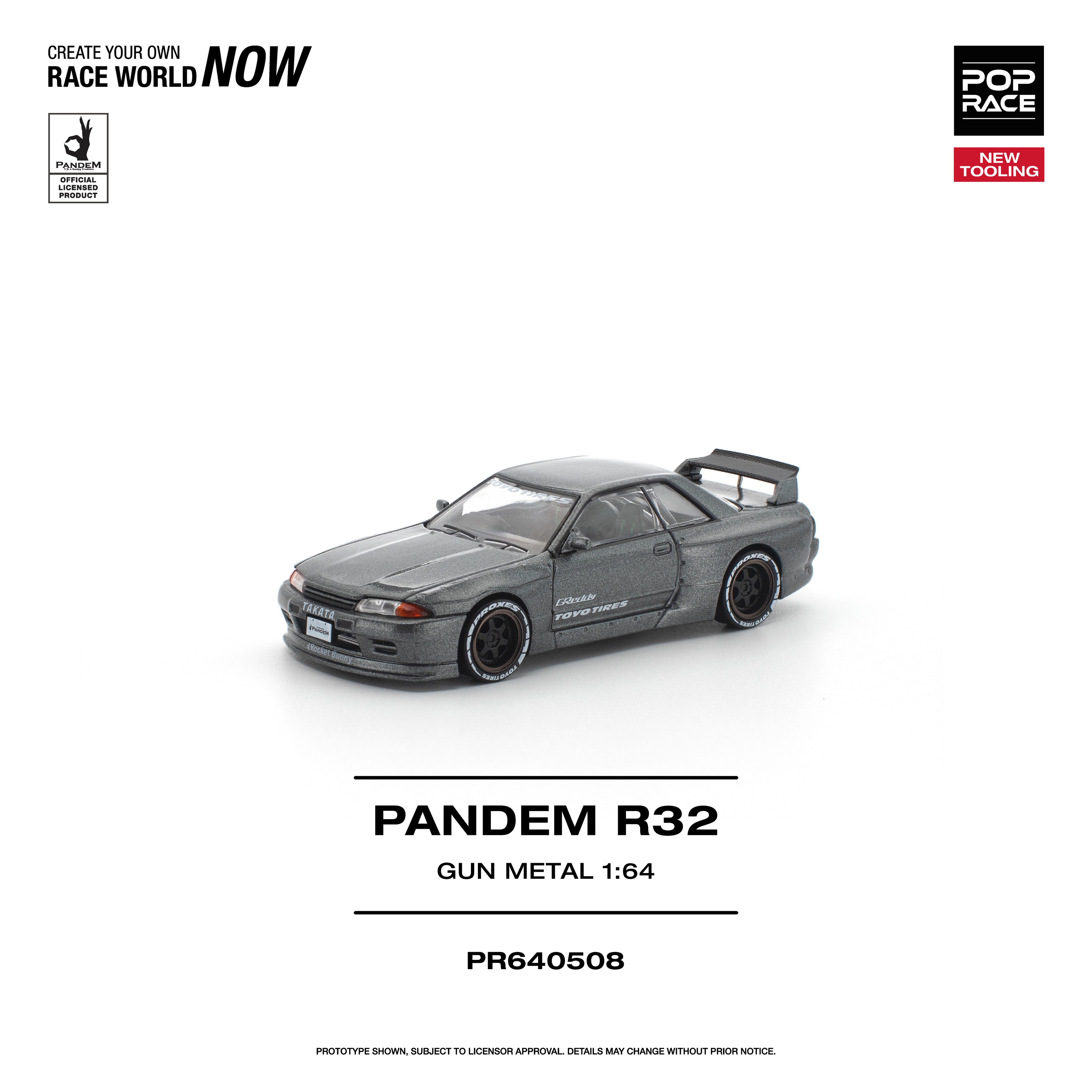 [PRE ORDER] Pop Race 1/64 PANDEM R32 Gun Metal PR640508 Diecast Scale Model