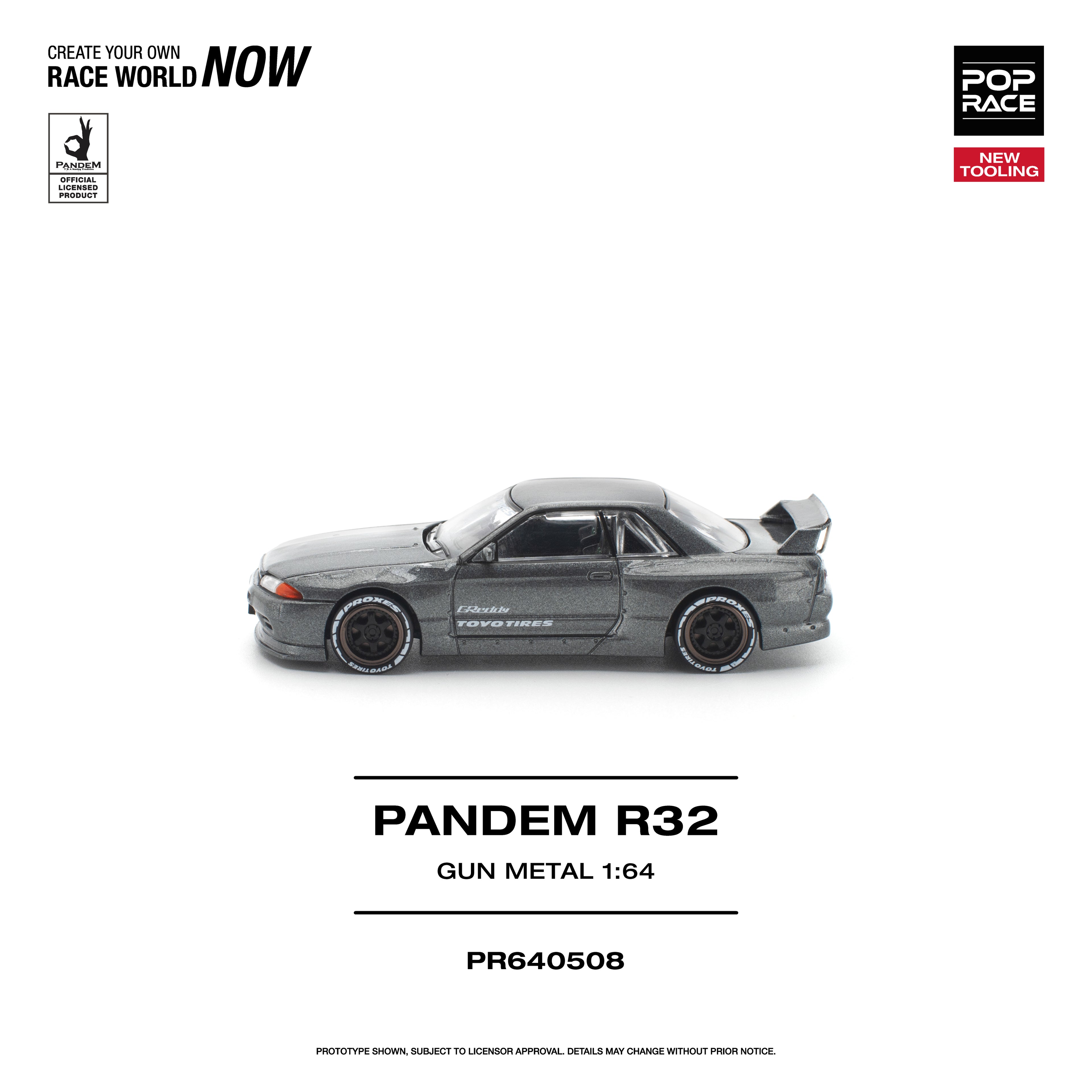 [PRE ORDER] Pop Race 1/64 PANDEM R32 Gun Metal PR640508 Diecast Scale Model