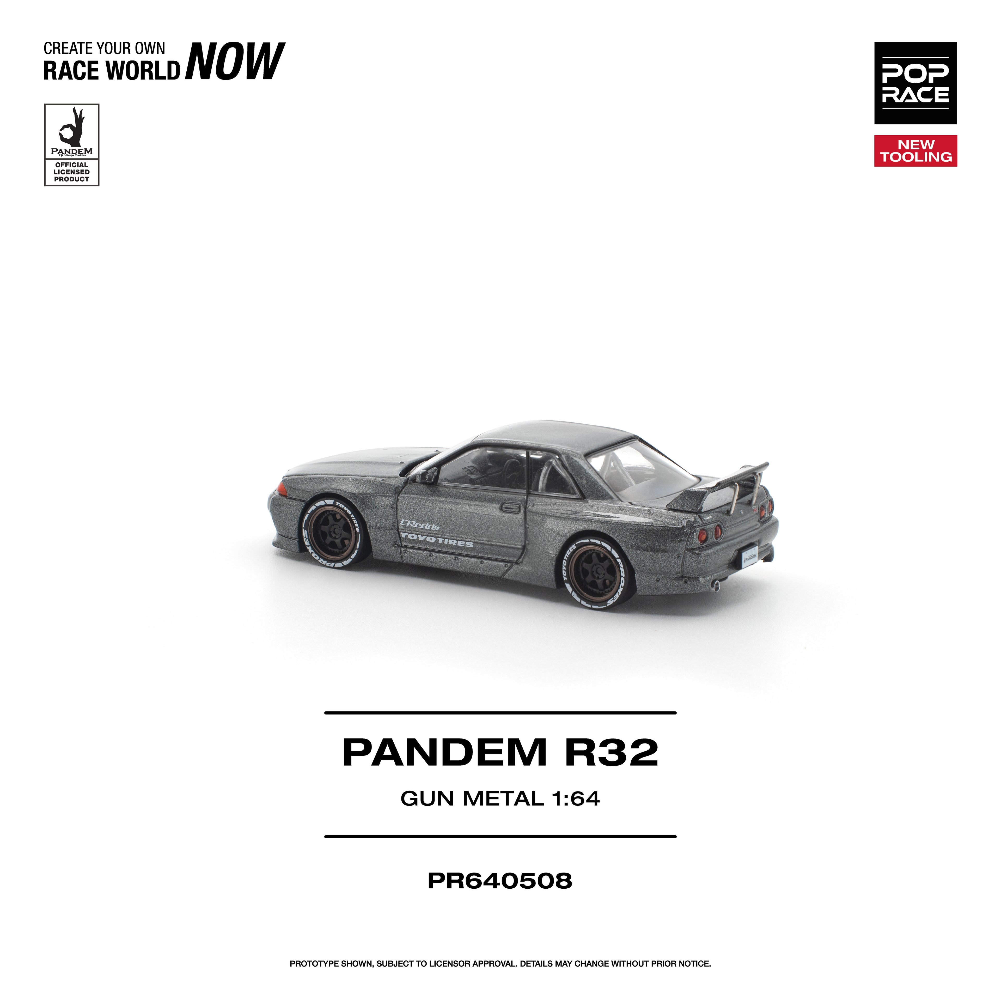 [PRE ORDER] Pop Race 1/64 PANDEM R32 Gun Metal PR640508 Diecast Scale Model