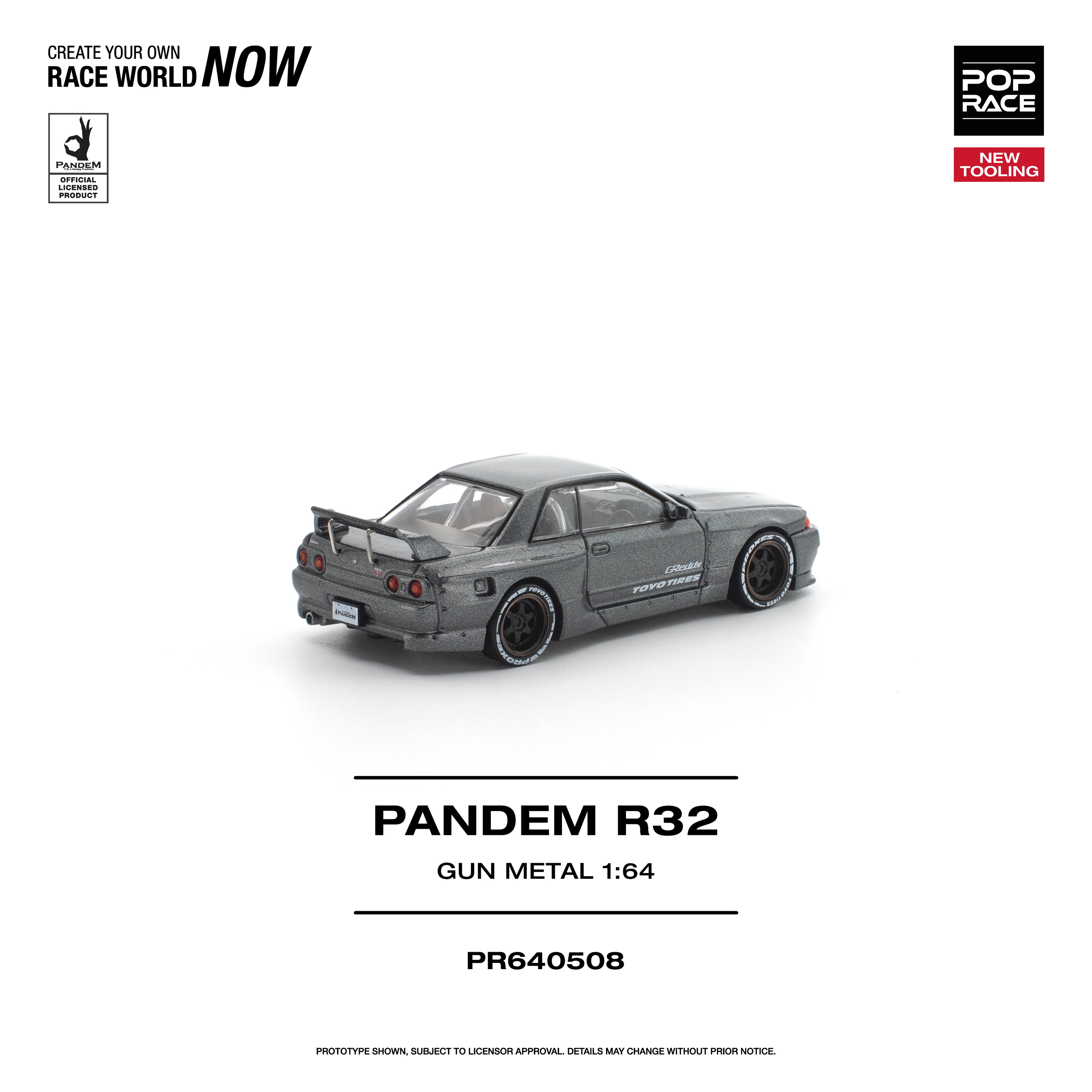 [PRE ORDER] Pop Race 1/64 PANDEM R32 Gun Metal PR640508 Diecast Scale Model