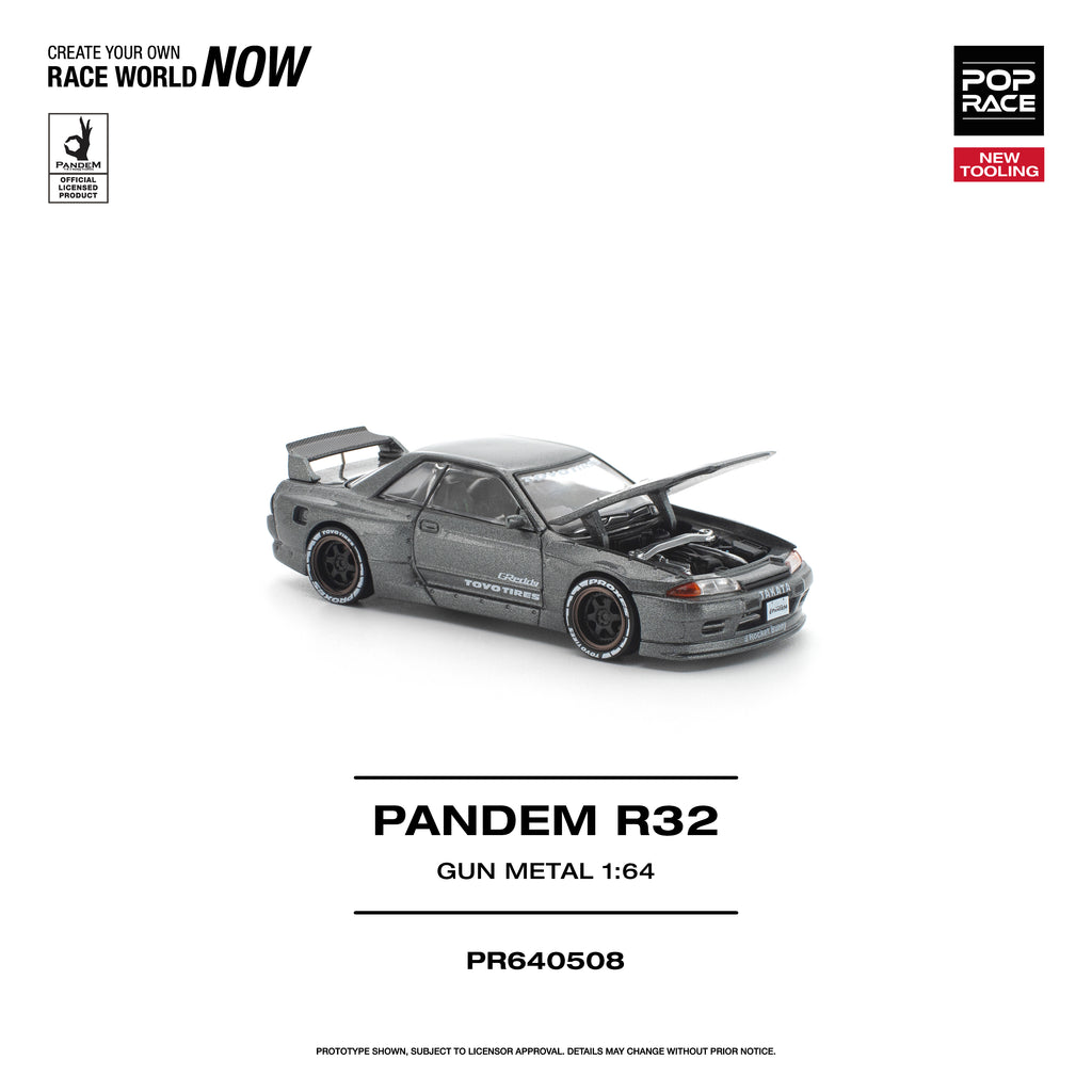 [PRE ORDER] Pop Race 1/64 PANDEM R32 Gun Metal PR640508 Diecast Scale Model