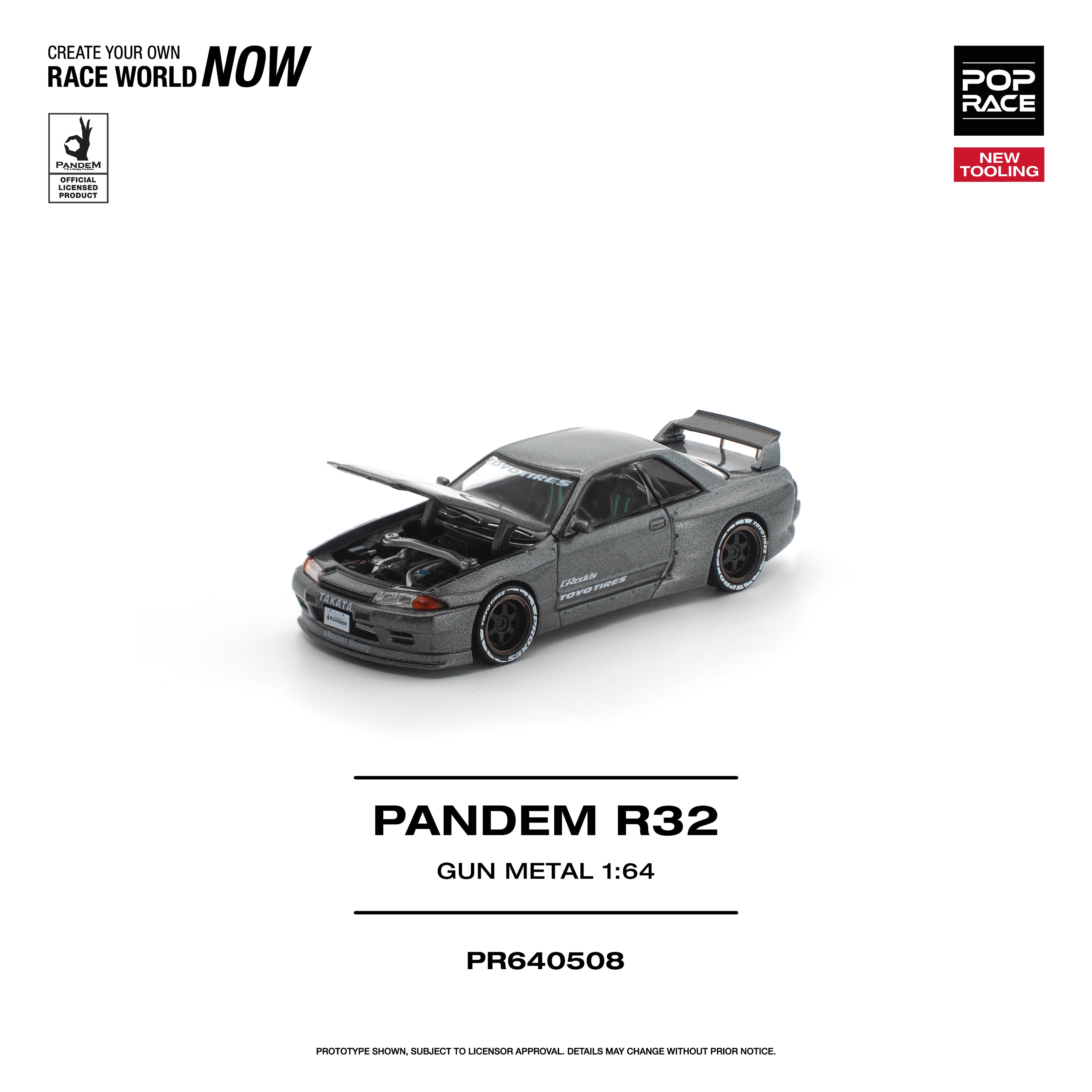 [PRE ORDER] Pop Race 1/64 PANDEM R32 Gun Metal PR640508 Diecast Scale Model