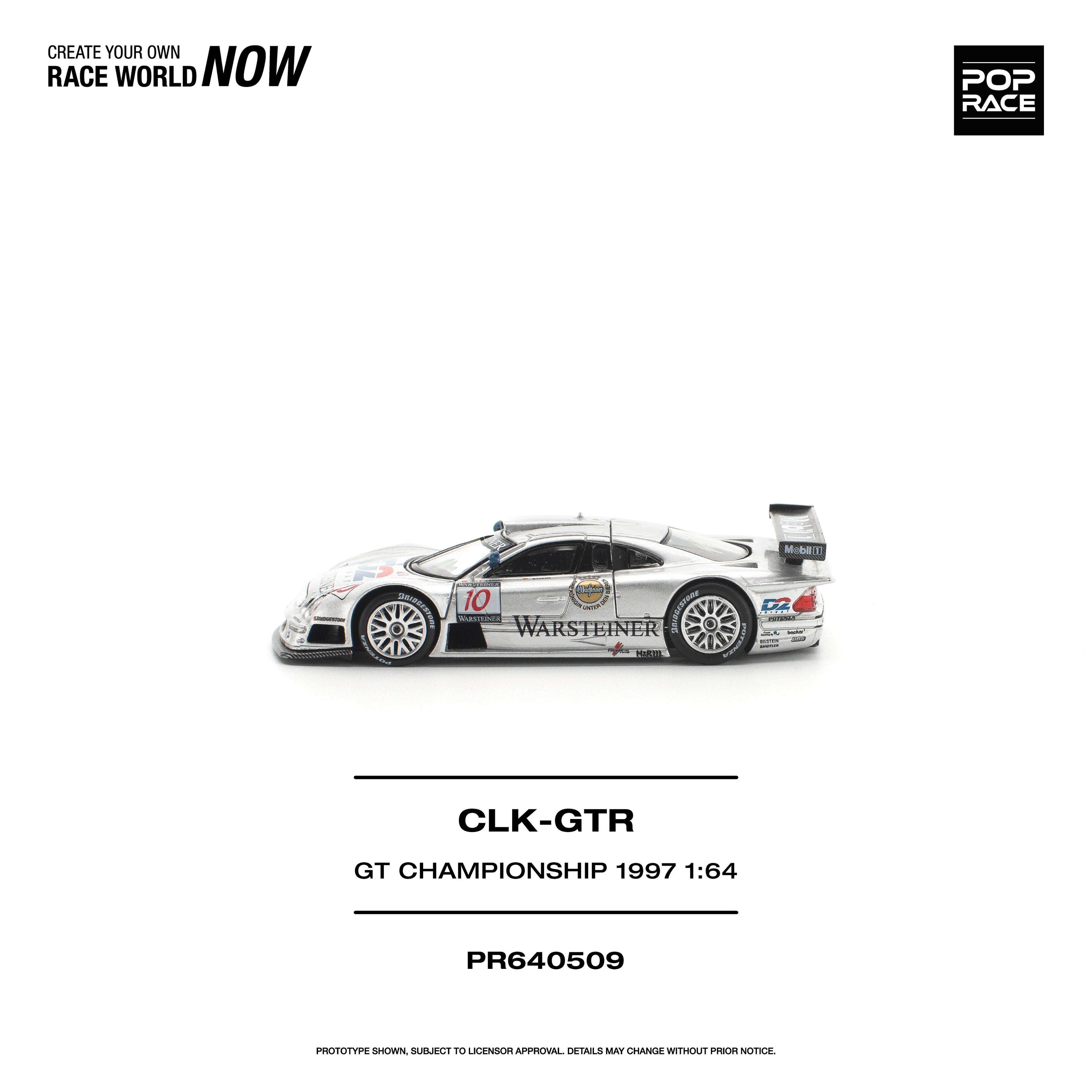[PRE ORDER] Pop Race 1/64 Mercedes-Benz AMG CLK GTR FIA GT Championship 1997 PR640509 Diecast Scale Model