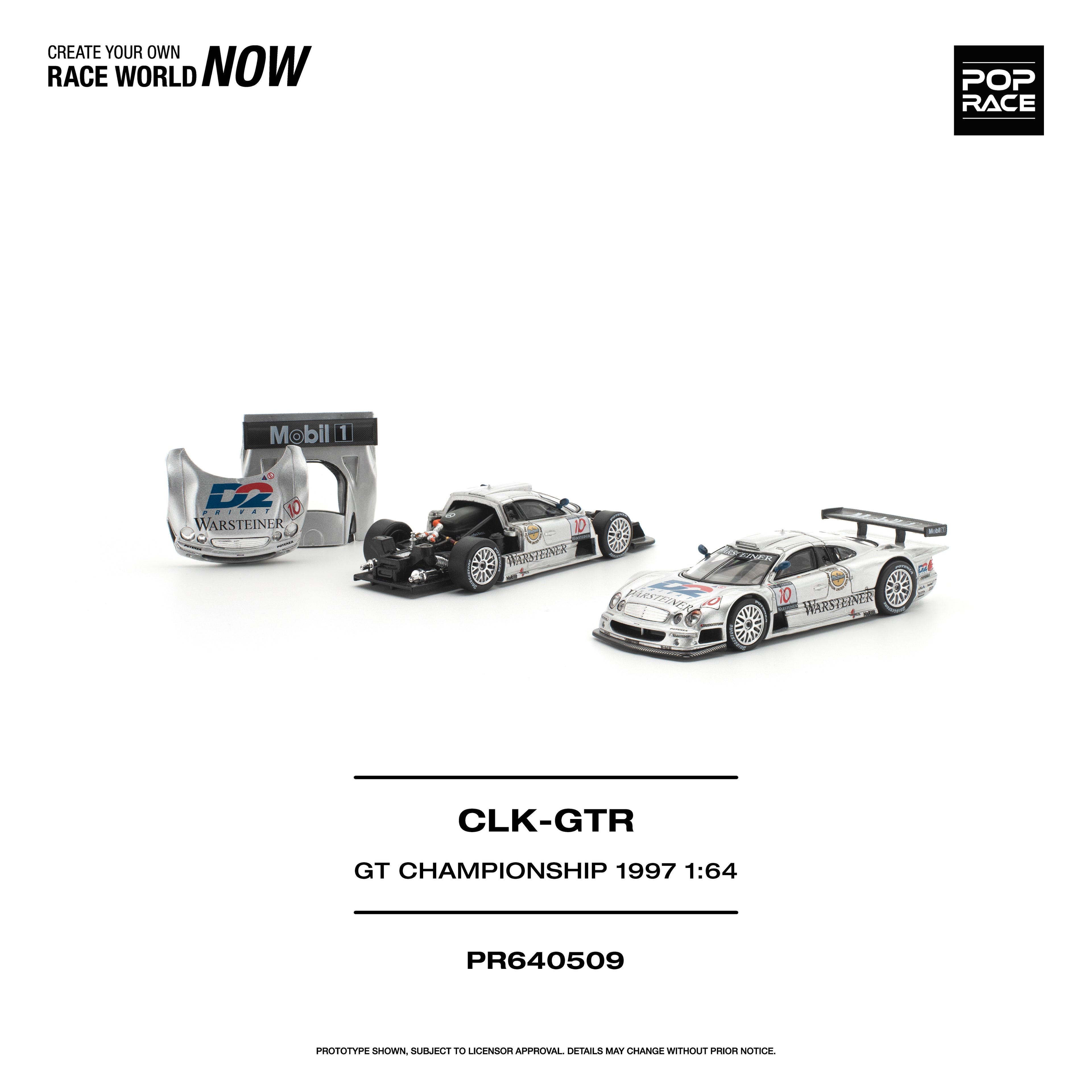 [PRE ORDER] Pop Race 1/64 Mercedes-Benz AMG CLK GTR FIA GT Championship 1997 PR640509 Diecast Scale Model
