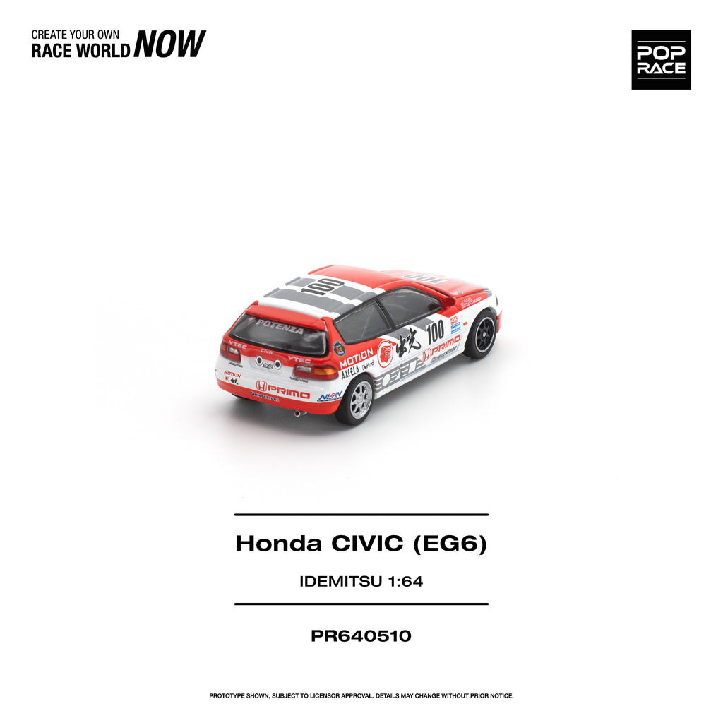 [PRE ORDER] Pop Race 1/64 Honda Civic EG6 Idemitsu PR640510 Diecast Scale Model