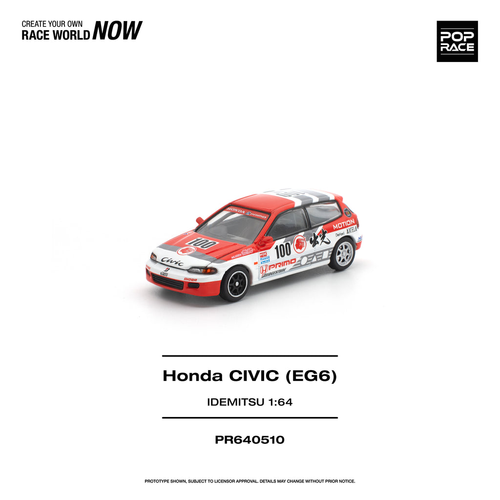[PRE ORDER] Pop Race 1/64 Honda Civic EG6 Idemitsu PR640510 Diecast Scale Model