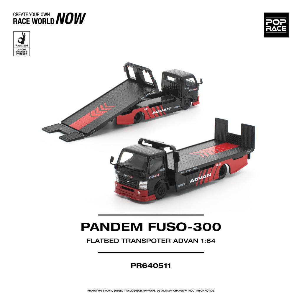 [PRE ORDER] Pop Race 1/64 PANDEM FUSO-300 Flatbed Transpoter Advan PR640511 Diecast Scale Model