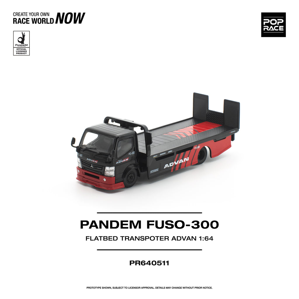 [PRE ORDER] Pop Race 1/64 PANDEM FUSO-300 Flatbed Transpoter Advan PR640511 Diecast Scale Model
