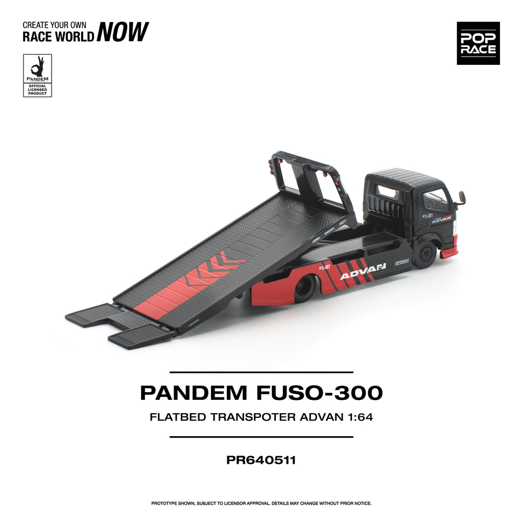 [PRE ORDER] Pop Race 1/64 PANDEM FUSO-300 Flatbed Transpoter Advan PR640511 Diecast Scale Model
