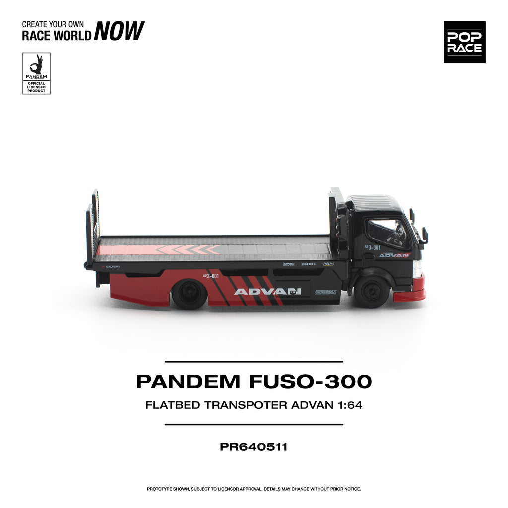 [PRE ORDER] Pop Race 1/64 PANDEM FUSO-300 Flatbed Transpoter Advan PR640511 Diecast Scale Model