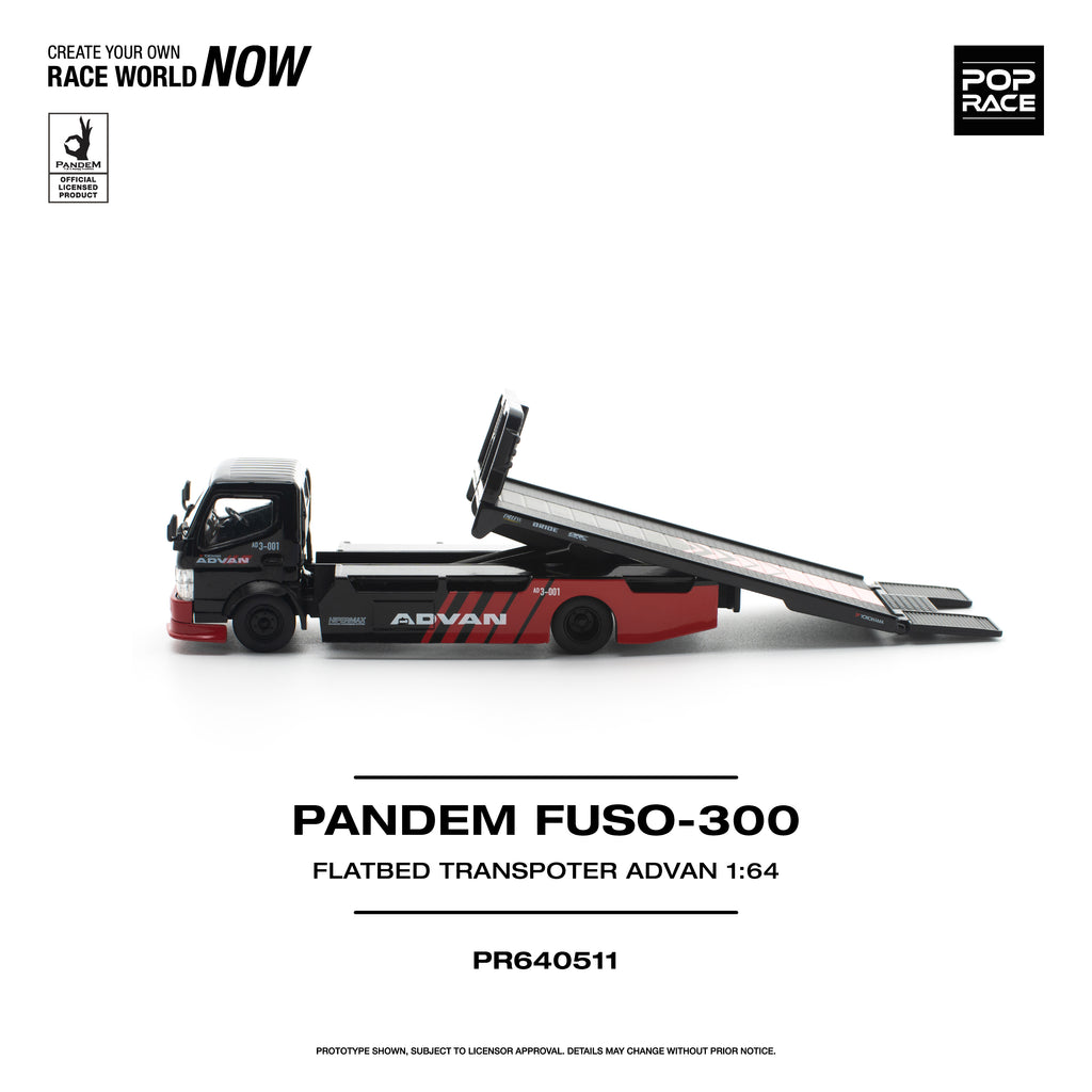 [PRE ORDER] Pop Race 1/64 PANDEM FUSO-300 Flatbed Transpoter Advan PR640511 Diecast Scale Model