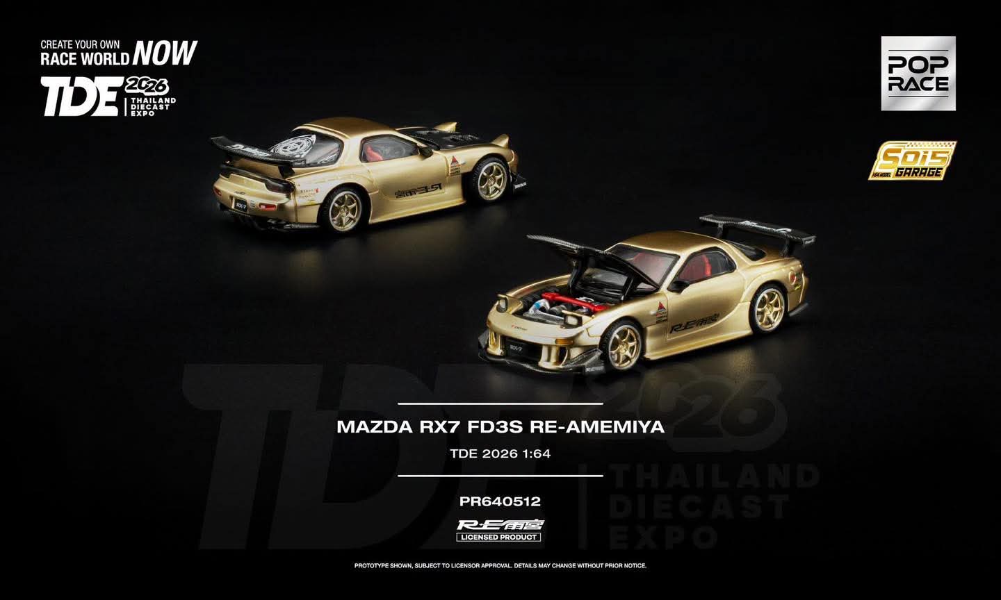Pop Race 1/64 Mazda RX7 FD3S RE-Amemiya PR640512 Diecast Scale Model