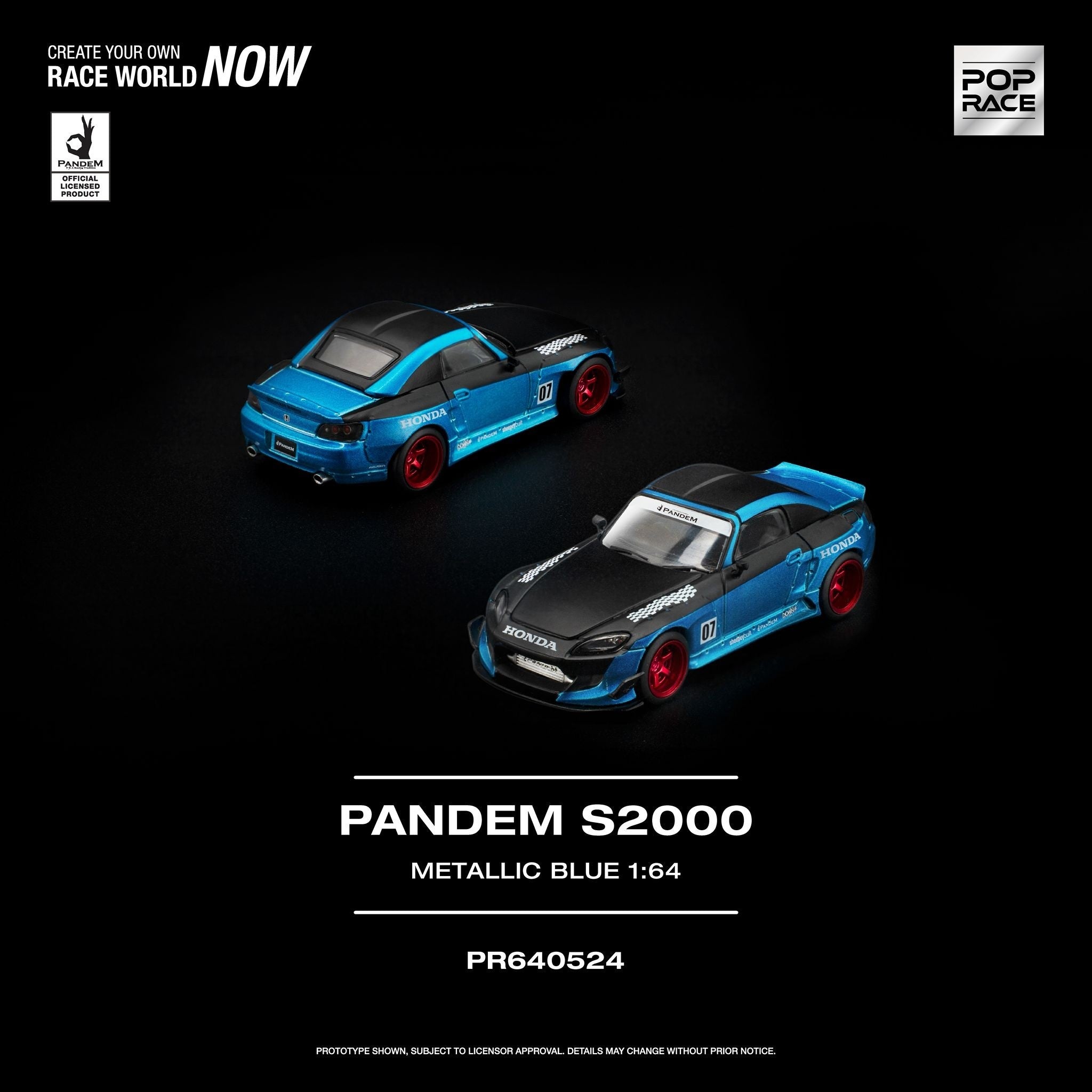 [PRE ORDER] Pop Race 1/64 PANDEM S2000 METALLIC BLUE PR640524 Diecast Scale Model