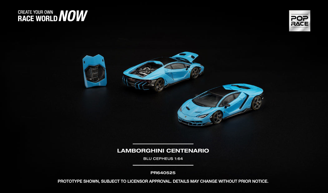 [PRE ORDER] Pop Race 1/64 LAMBORGHINI CENTENARIO BLU CEPHEUS PR640525  Diecast Scale Model
