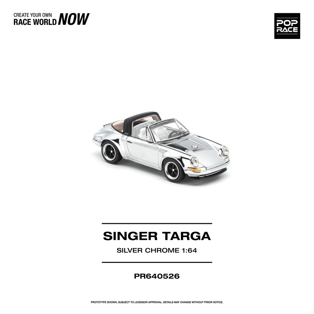 [PRE ORDER] Pop Race 1/64 Singer Targa Silver Chrome PR640526 Diecast Scale Model