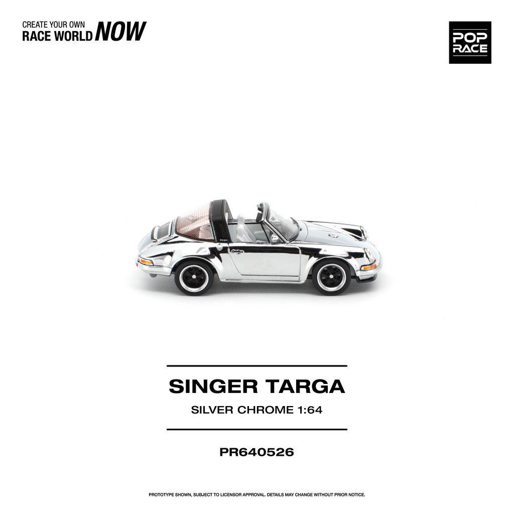 [PRE ORDER] Pop Race 1/64 Singer Targa Silver Chrome PR640526 Diecast Scale Model