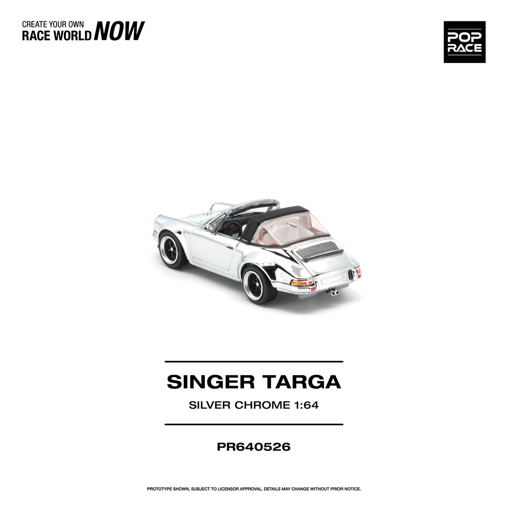 [PRE ORDER] Pop Race 1/64 Singer Targa Silver Chrome PR640526 Diecast Scale Model