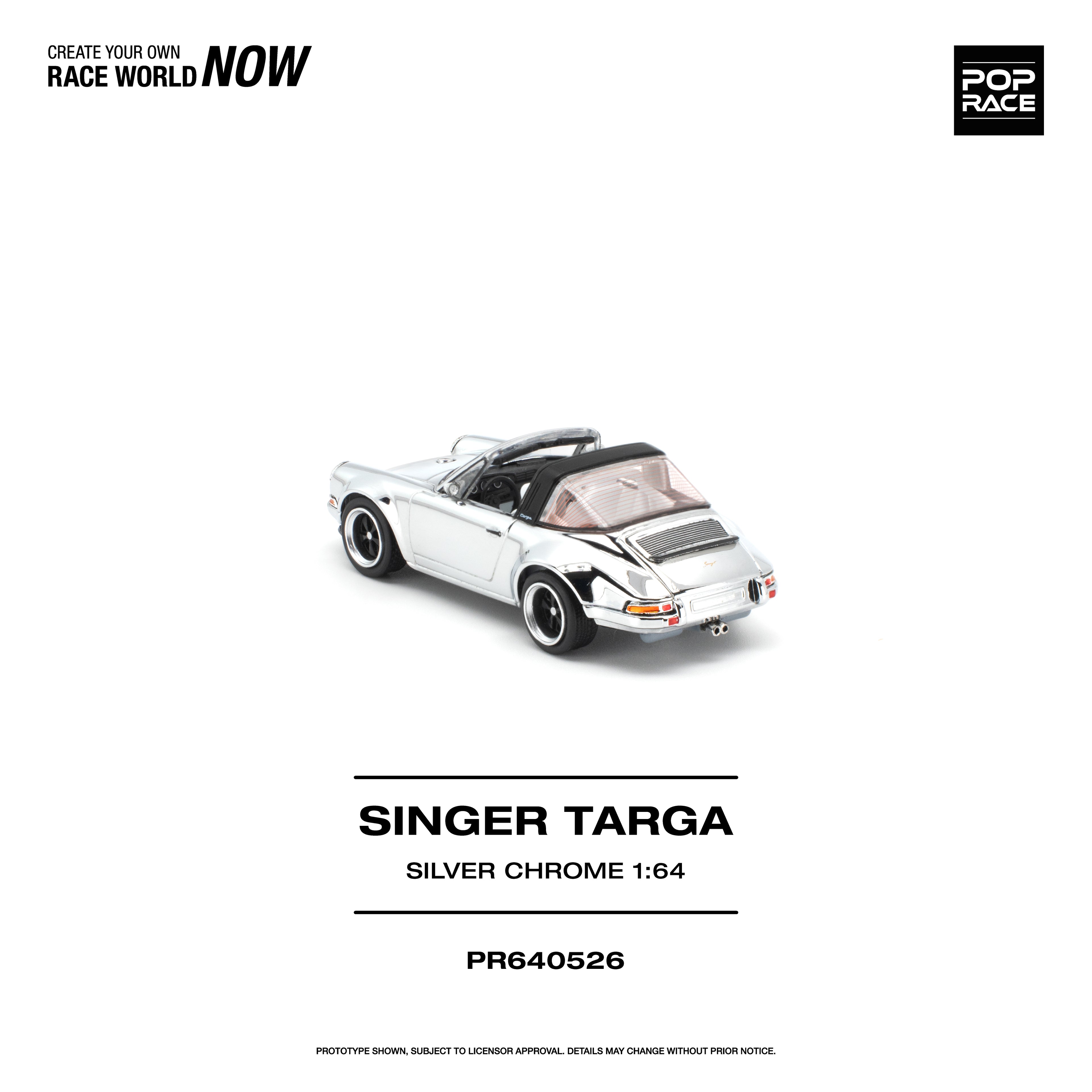 [PRE ORDER] Pop Race 1/64 Singer Targa Silver Chrome PR640526 Diecast Scale Model