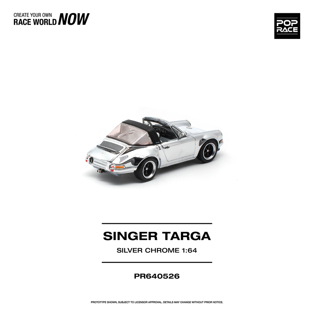[PRE ORDER] Pop Race 1/64 Singer Targa Silver Chrome PR640526 Diecast Scale Model