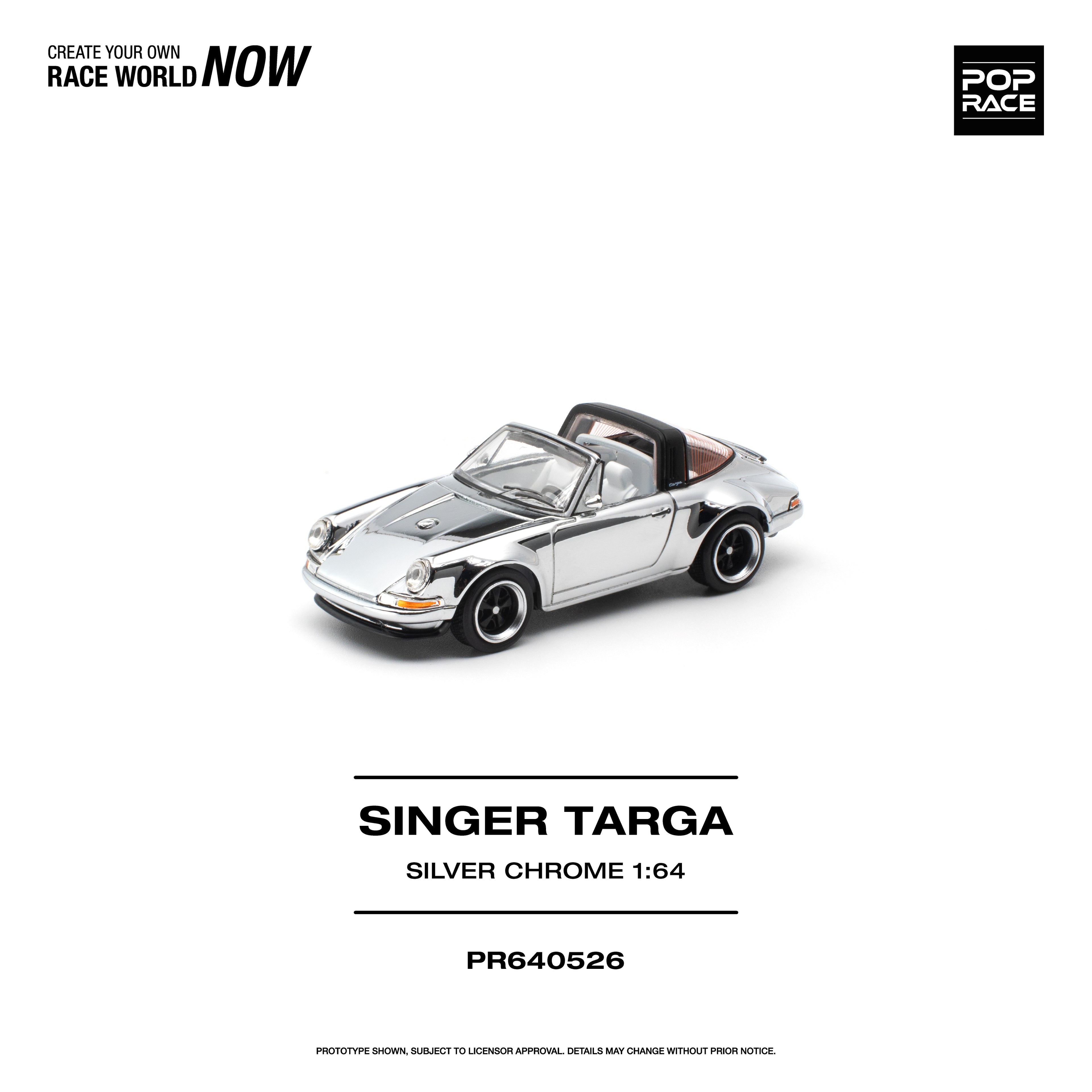 [PRE ORDER] Pop Race 1/64 Singer Targa Silver Chrome PR640526 Diecast Scale Model
