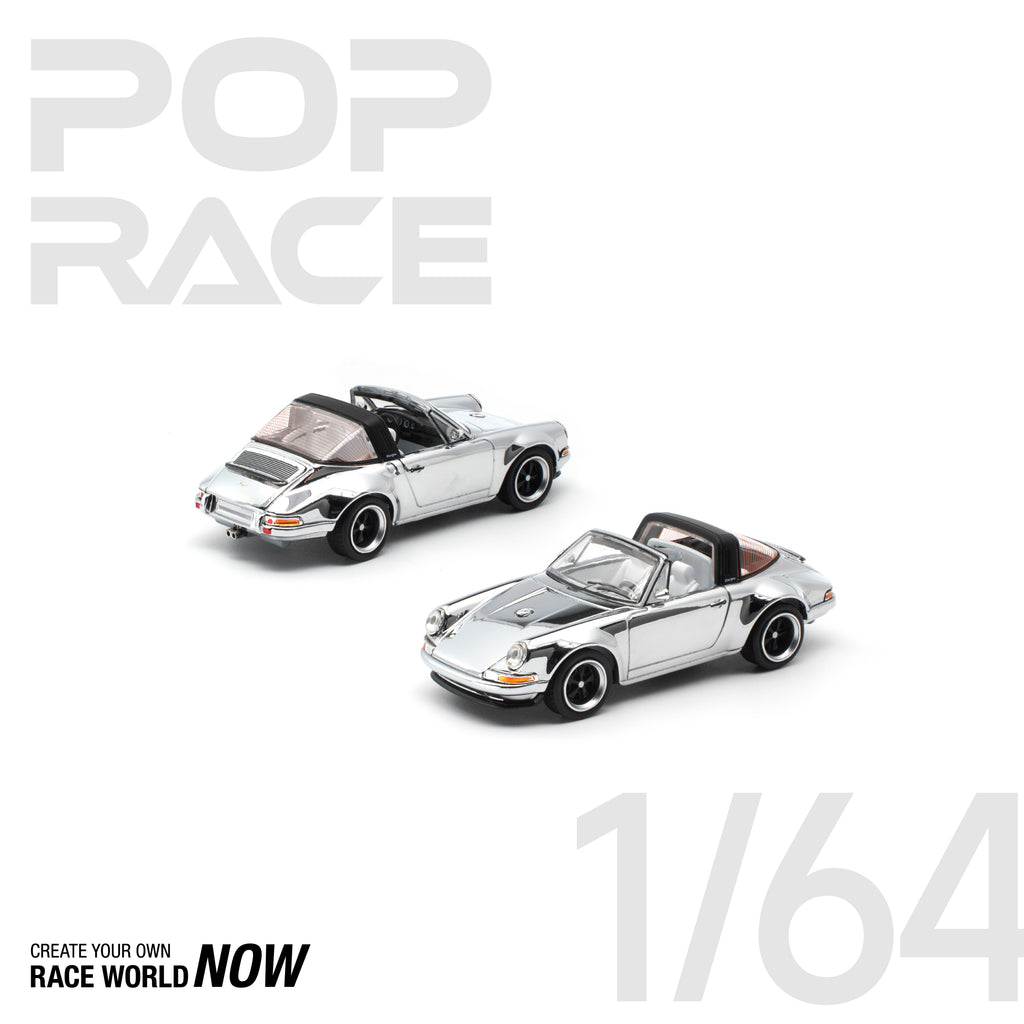 [PRE ORDER] Pop Race 1/64 Singer Targa Silver Chrome PR640526 Diecast Scale Model