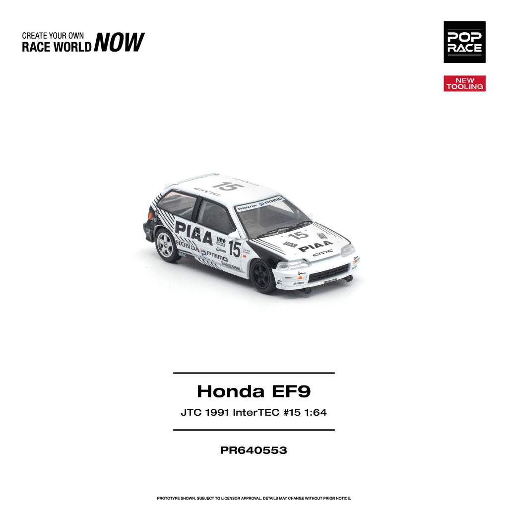 [PRE ORDER] Pop Race 1/64 Honda EF9 JTC 1991 InterTEC #15 PR640553 Diecast Scale Model