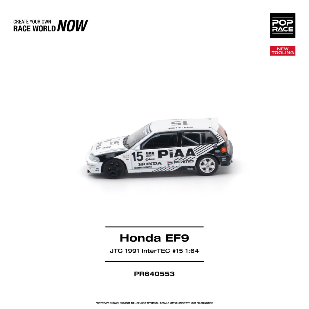 [PRE ORDER] Pop Race 1/64 Honda EF9 JTC 1991 InterTEC #15 PR640553 Diecast Scale Model