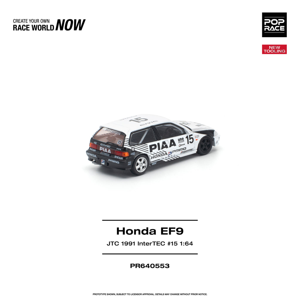 [PRE ORDER] Pop Race 1/64 Honda EF9 JTC 1991 InterTEC #15 PR640553 Diecast Scale Model