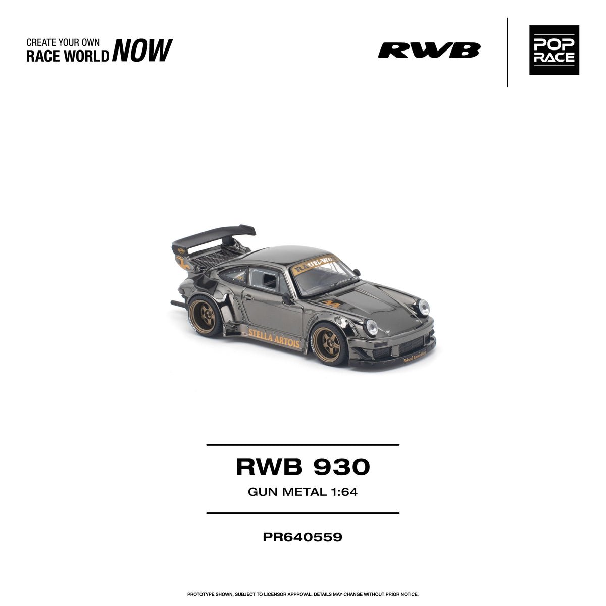 [PRE ORDER] Pop Race 1/64 RWB 930 GUN METAL PR640559 Diecast Scale Model