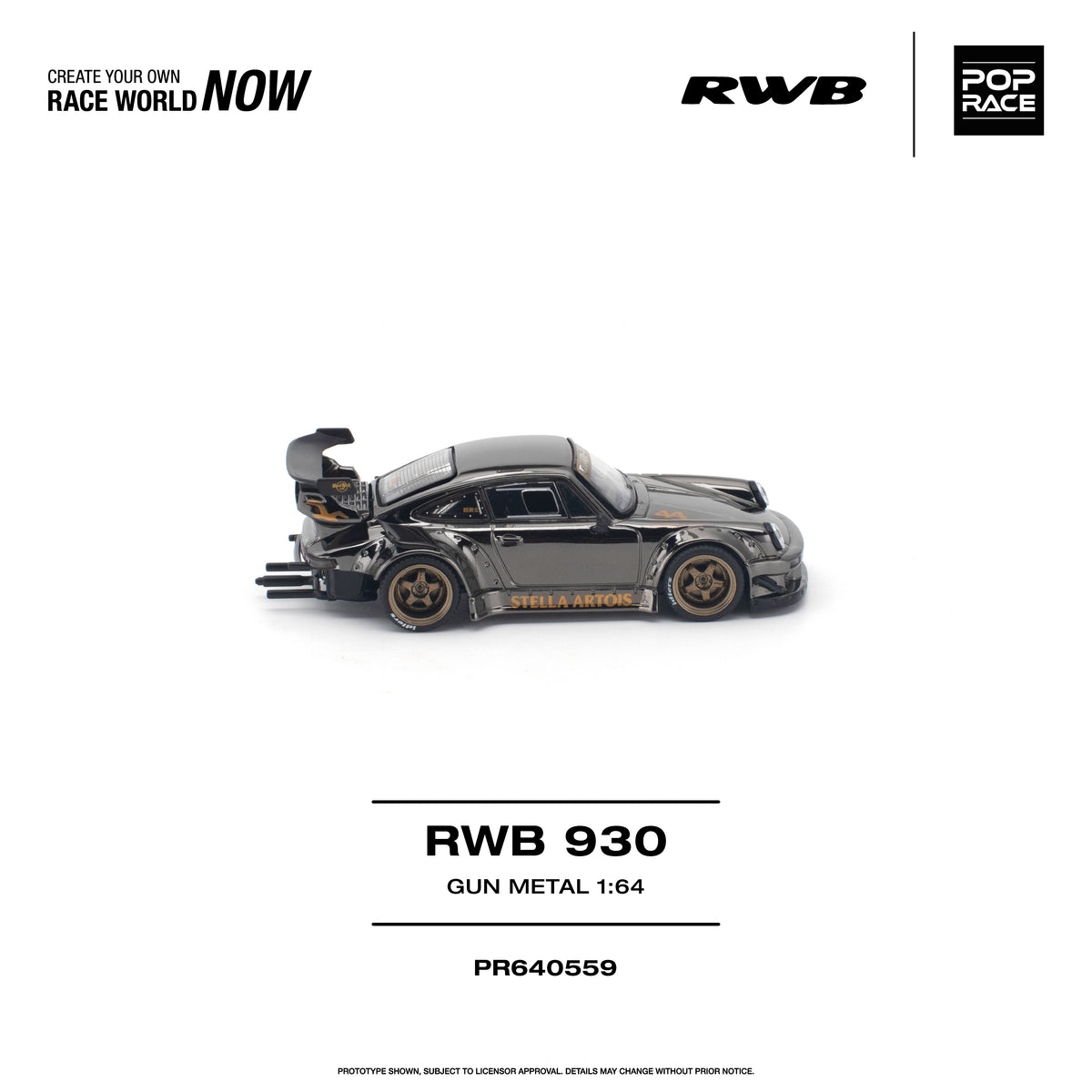 [PRE ORDER] Pop Race 1/64 RWB 930 GUN METAL PR640559 Diecast Scale Model