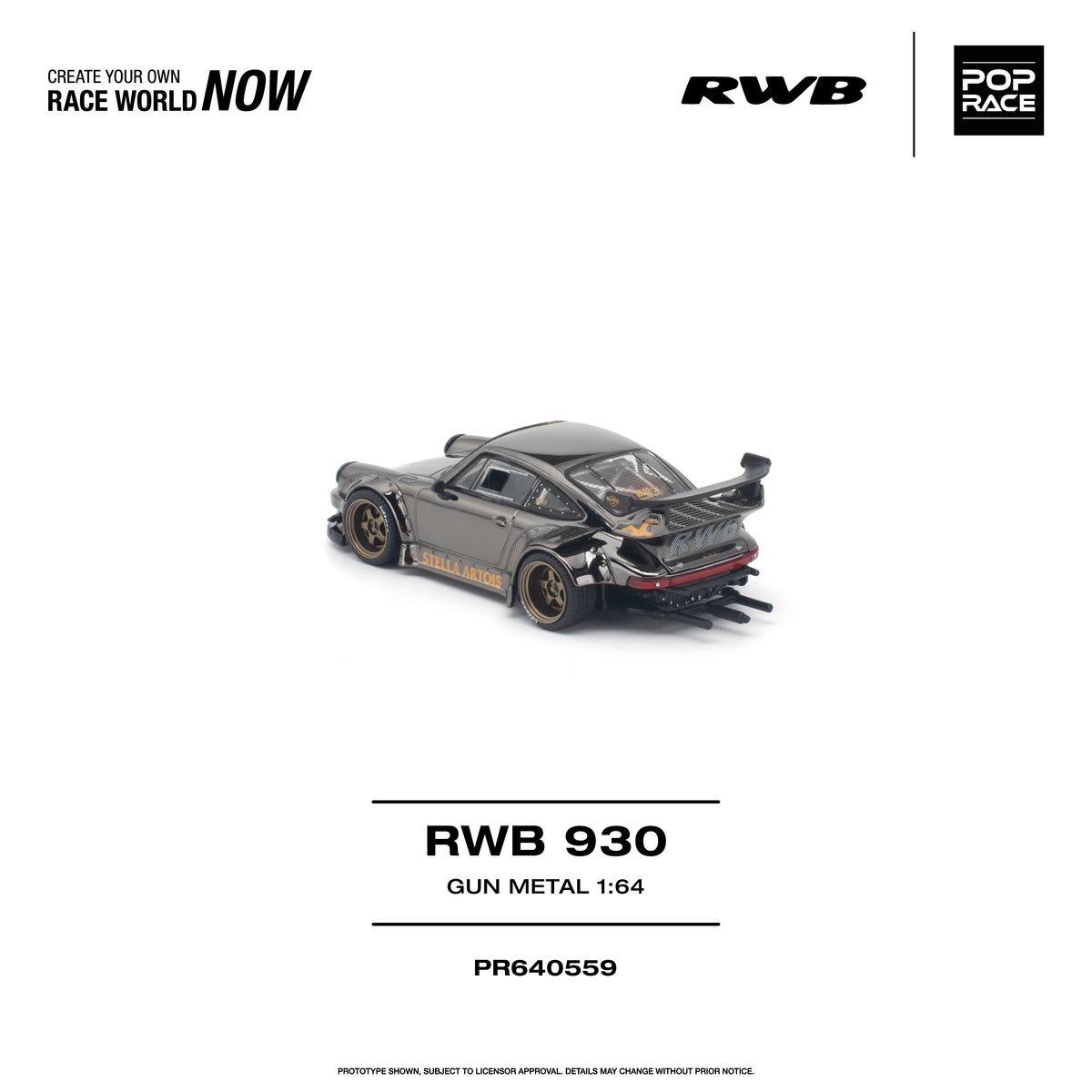 [PRE ORDER] Pop Race 1/64 RWB 930 GUN METAL PR640559 Diecast Scale Model