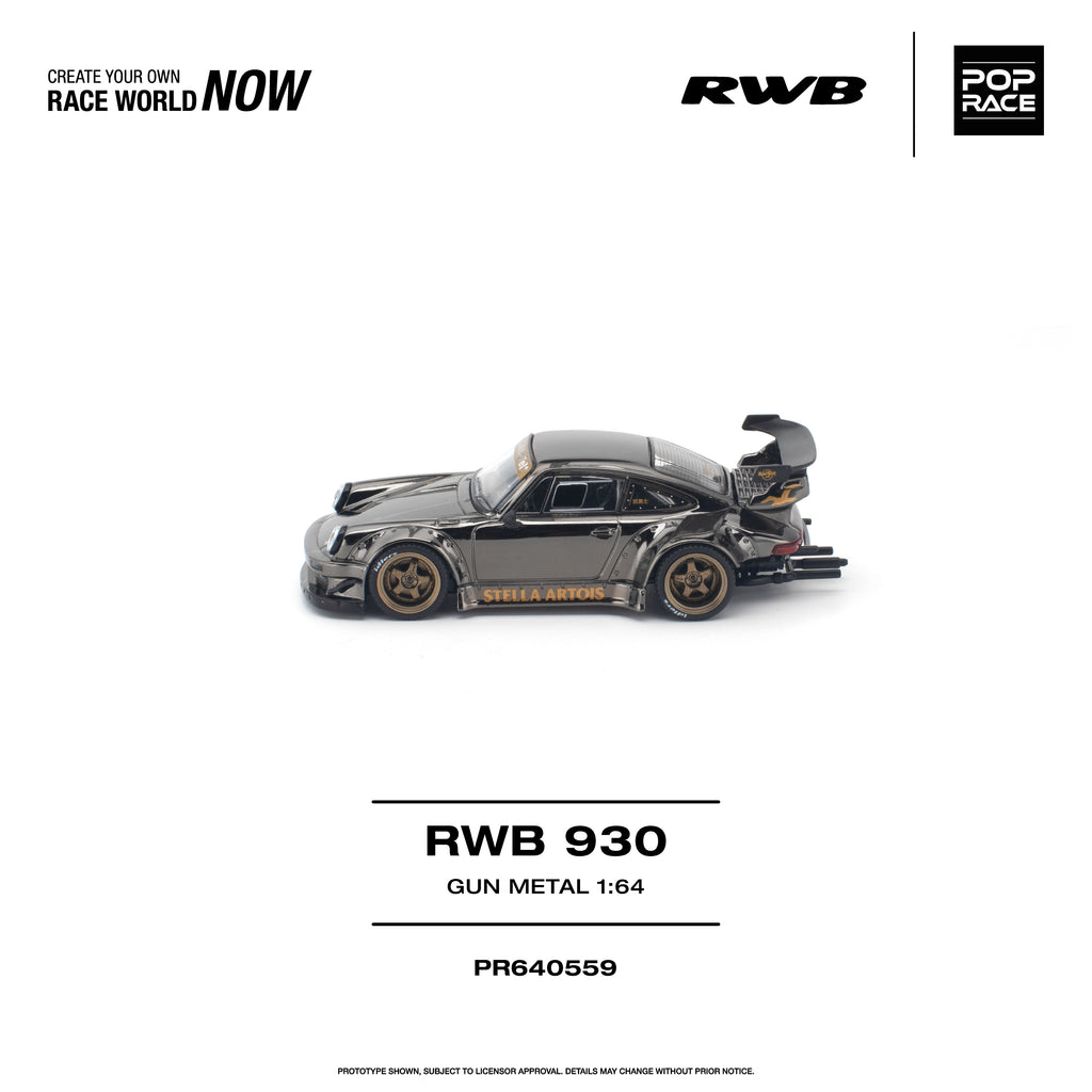 [PRE ORDER] Pop Race 1/64 RWB 930 GUN METAL PR640559 Diecast Scale Model