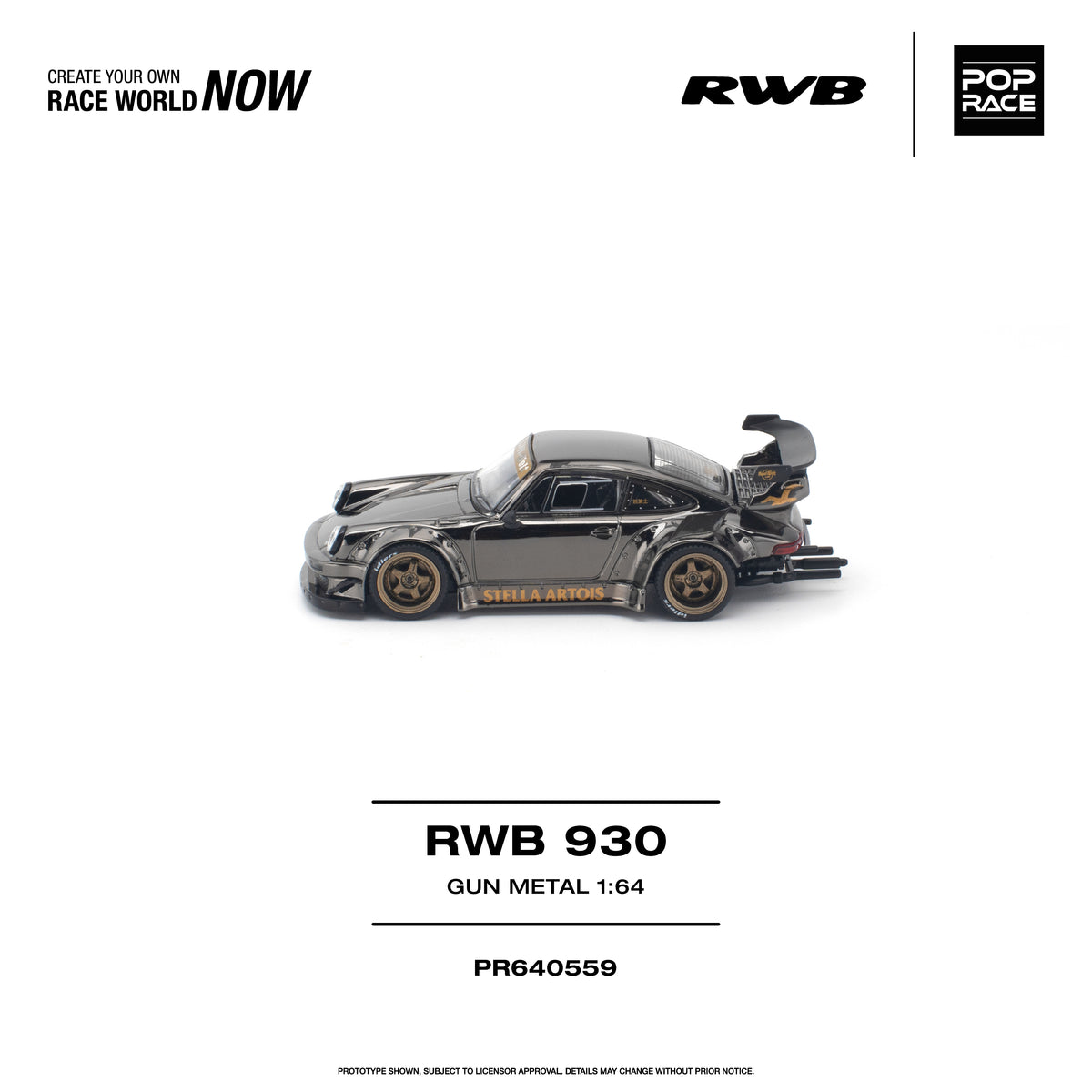 [PRE ORDER] Pop Race 1/64 RWB 930 GUN METAL PR640559 Diecast Scale Model