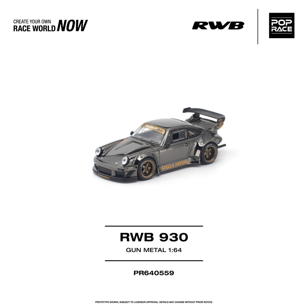 [PRE ORDER] Pop Race 1/64 RWB 930 GUN METAL PR640559 Diecast Scale Model