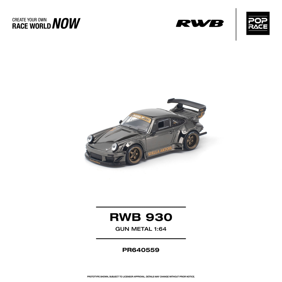[PRE ORDER] Pop Race 1/64 RWB 930 GUN METAL PR640559 Diecast Scale Model