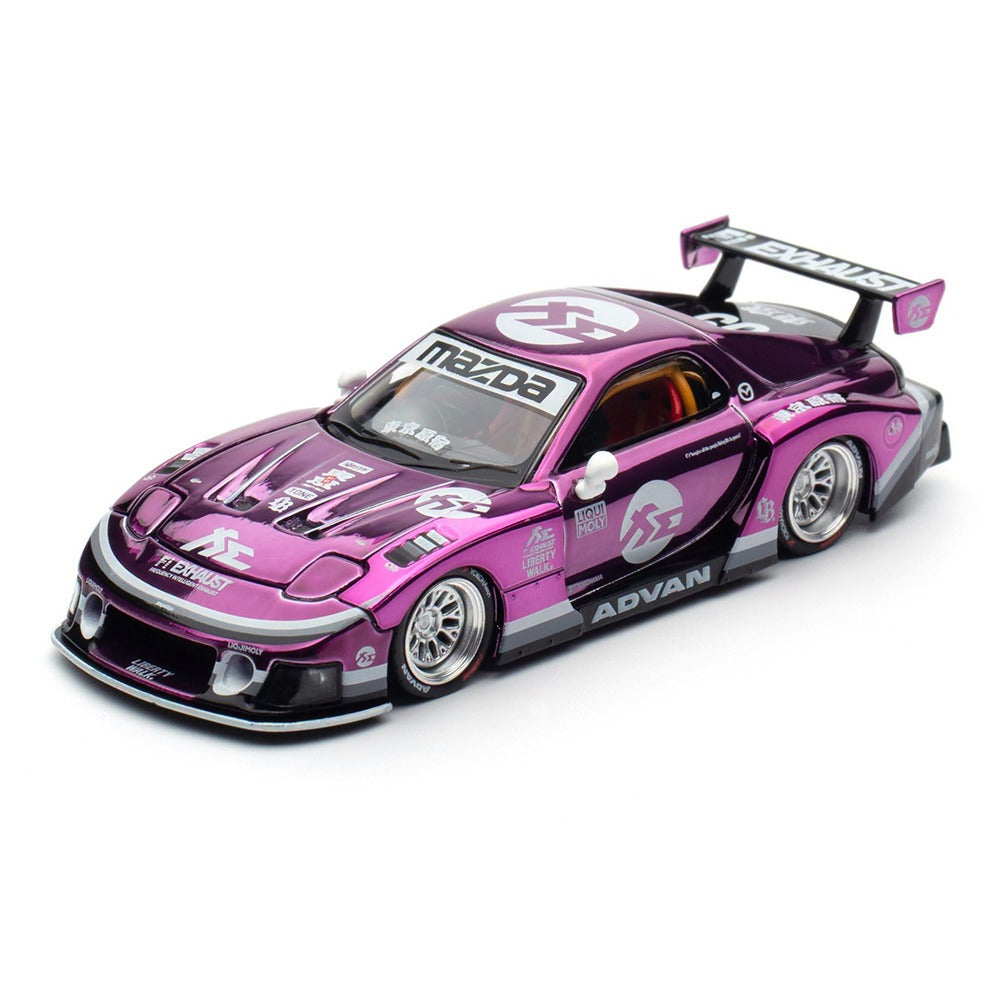 Pop Race 1/64 Liberty Walk LB-Super Silhouette Mazda RX-7 (FD3S) Purple Chrome finish PR640570 Diecast Model Car