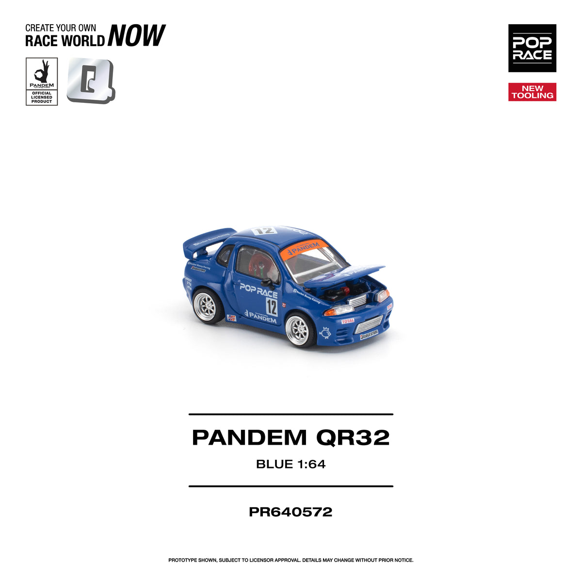 [PRE ORDER] Pop Race 1/64 PANDEM QR32 Blue New Tooling PR640572 Diecast Scale Model