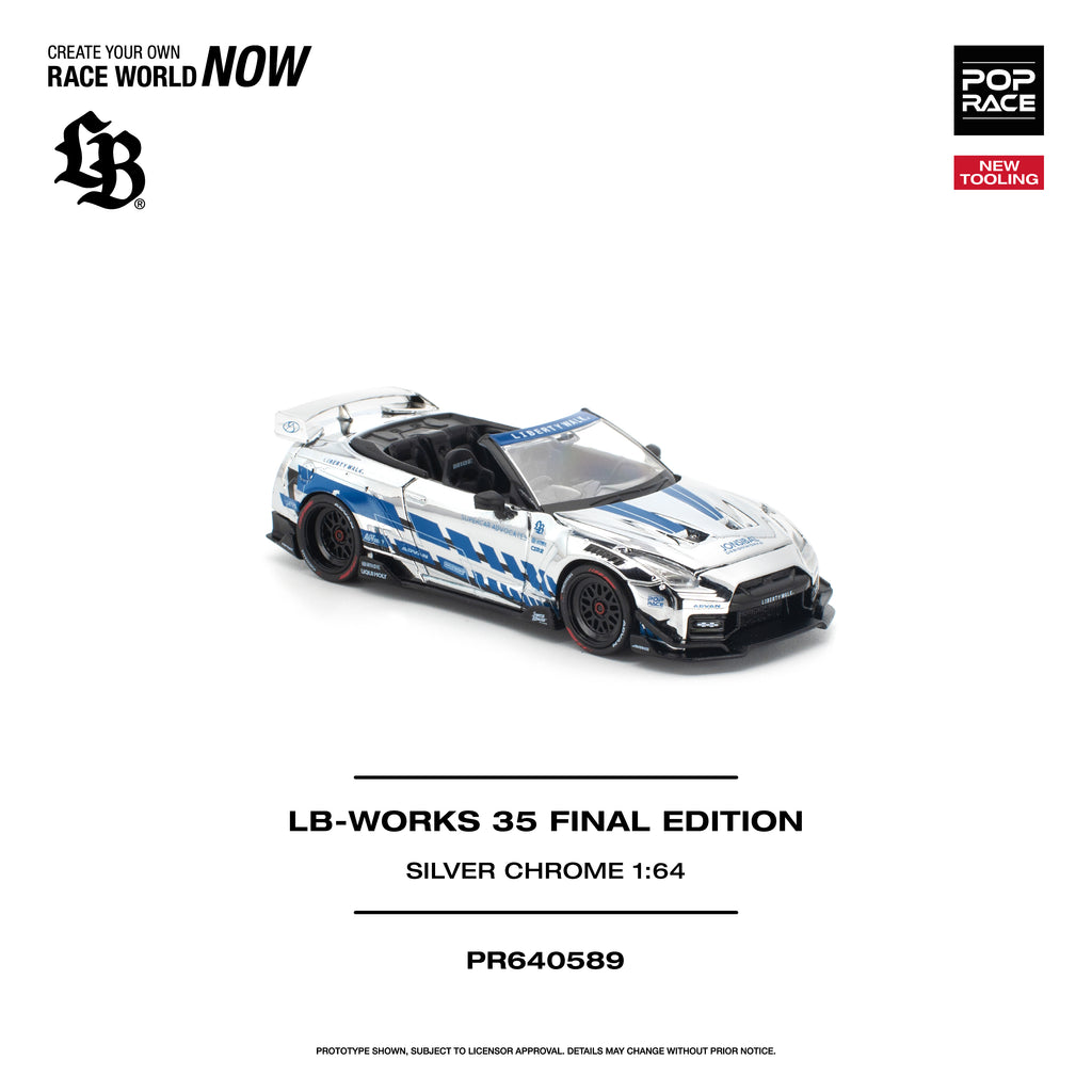 [PRE ORDER] Pop Race 1/64 LB-WORKS 35 Final Edition Silver Chrome New Tooling PR640589 Diecast Scale Model