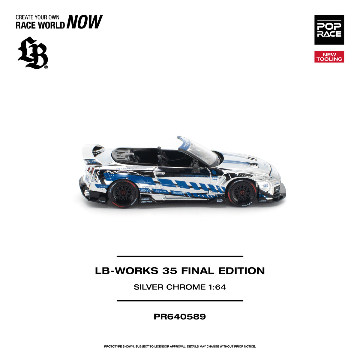 [PRE ORDER] Pop Race 1/64 LB-WORKS 35 Final Edition Silver Chrome New Tooling PR640589 Diecast Scale Model