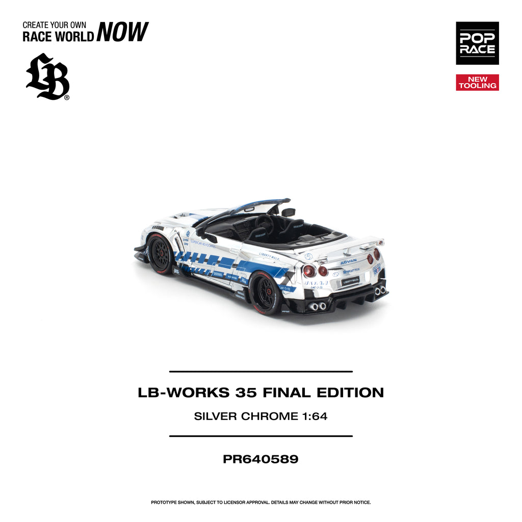 [PRE ORDER] Pop Race 1/64 LB-WORKS 35 Final Edition Silver Chrome New Tooling PR640589 Diecast Scale Model
